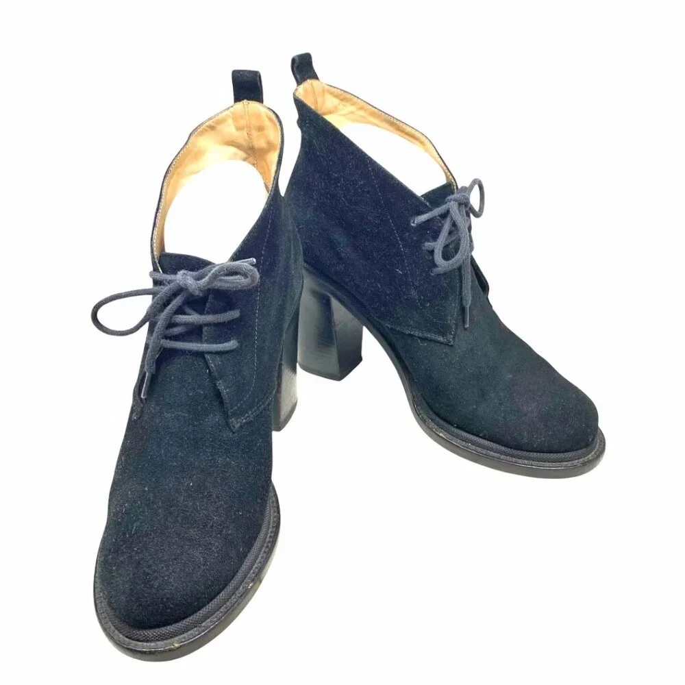 Jil Sander Black Suede Chunky Heel‎ Chukka Booties